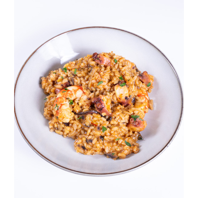 Arroz meloso de pulpo y gambones