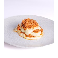 Milhojas de Pulled pork con crema de patatas