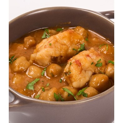 Garbanzos con gambones y manzanilla de Sanlúcar