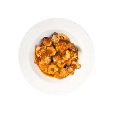 Rape a la marinera con gambas y almejas