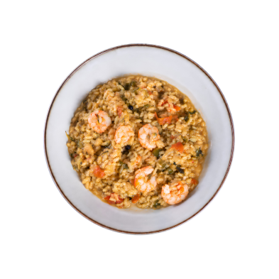 Arroz meloso de calabacín y gambas