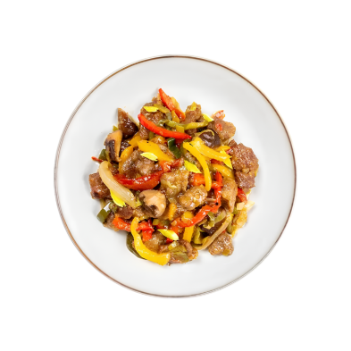 Ternera con setas y verduras al estilo chino