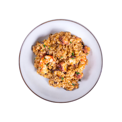 Arroz meloso de pulpo y gambones