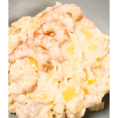Ensaladilla de gambas al ajillo receta casera - Qchara