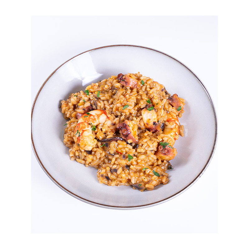Arroz meloso de pulpo y gambones