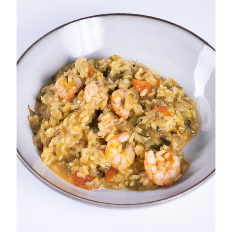 Arroz meloso de calabacín y gambas