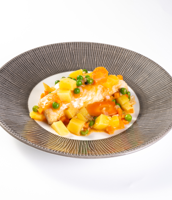 Suprema de merluza a la jardinera