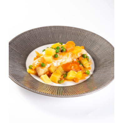 Suprema de merluza a la jardinera